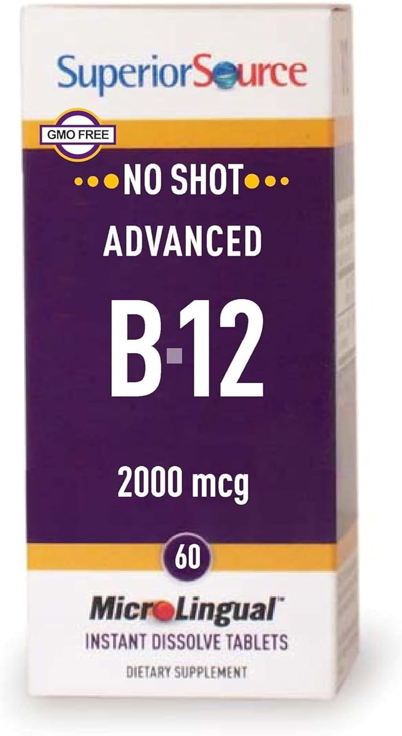 NO Shot Advanced B-12 2000 mcg - Vitamin B12 Food Supplement with Methylcobalamin & Adenosylcobalamin - 60 Sublingual Dissolving Tablets - görsel 1