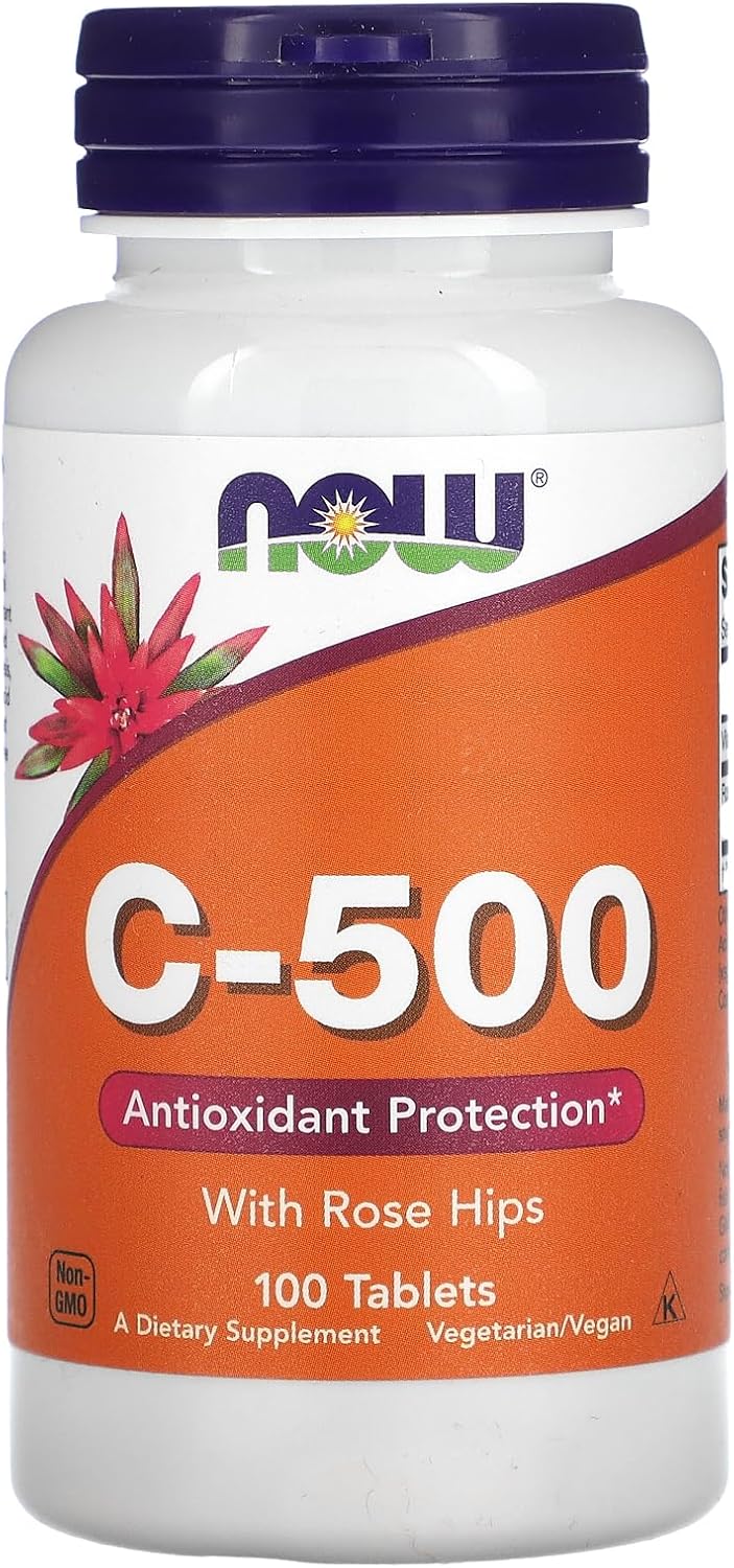 NOW Foods C-500 with Rose Hips, 100 Tablets - görsel 1