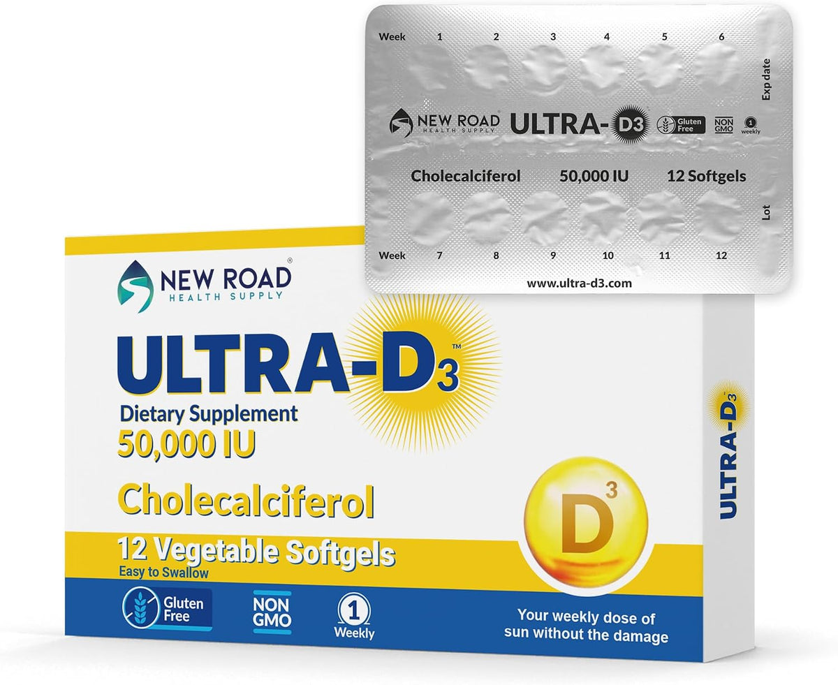 ULTRA-D3 Once-Weekly Vitamin D3 50,000 IU Softgels, 12 Count Blister Pack with Weekly Tracker - görsel 1