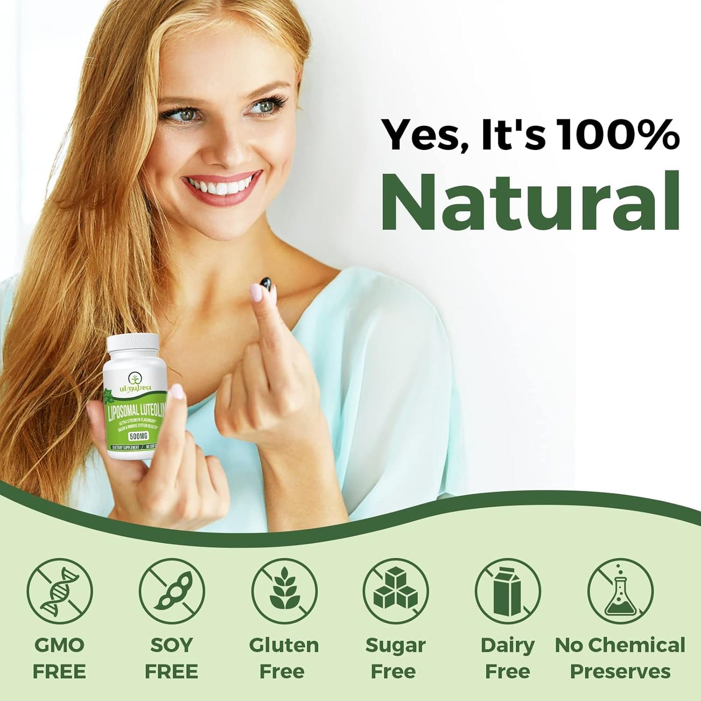 Ulmubra Liposomal Luteolin 500mg, Maximum Absorption, Potent Flavonoid, 60 Softgels, Luteolin Supplement, Non-GM, Gluten-Free - görsel 4