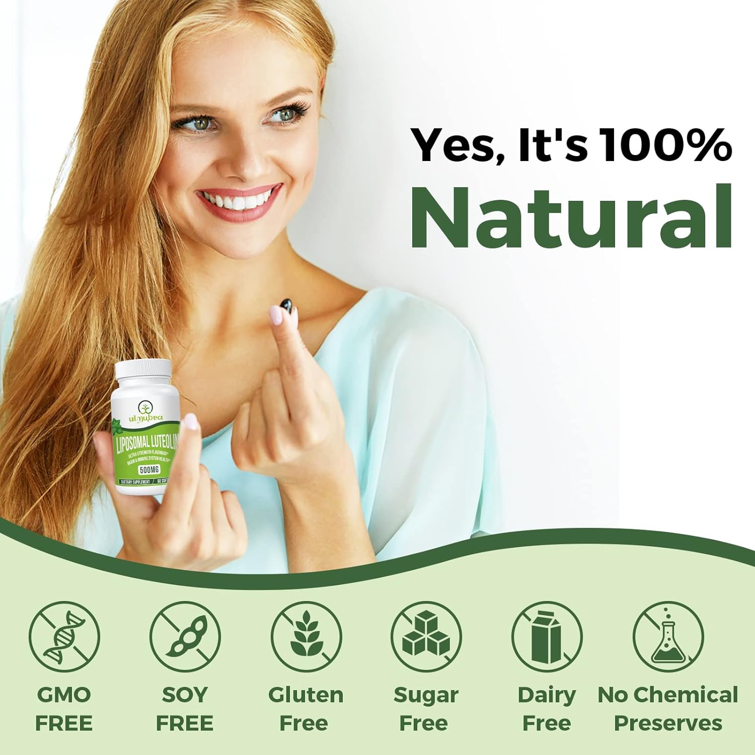 Ulmubra Liposomal Luteolin 500mg, Maximum Absorption, Potent Flavonoid, 60 Softgels, Luteolin Supplement, Non-GM, Gluten-Free - görsel 4