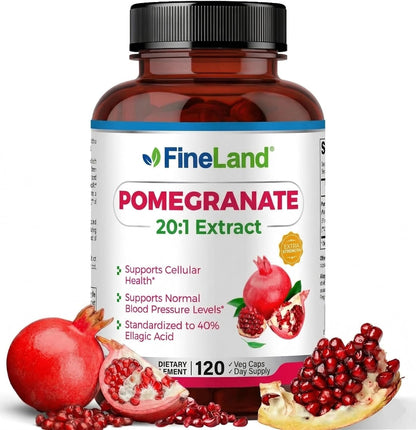FineLand Pomegranate Extract 20:1 - 40% Ellagic Acid - Antioxidant Supplement - 120 Vegan Capsules