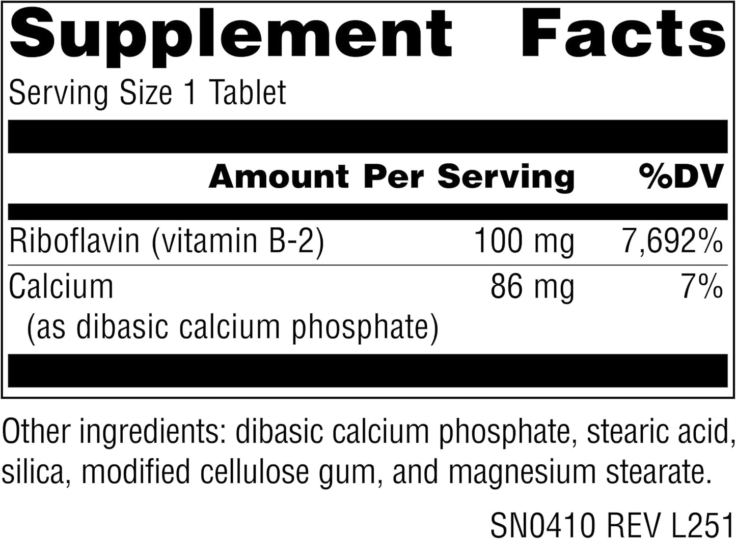 Source Naturals Vitamin B-2 (Riboflavin) 100 mg – 250 Tablets - görsel 2