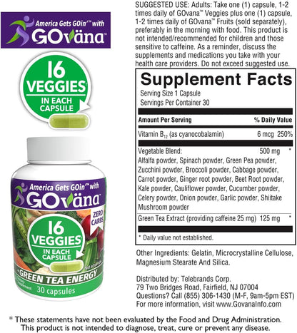 GOVANA Fruits & Vegetables – 16 Fruits & 16 Vegetables with Green Tea & B12