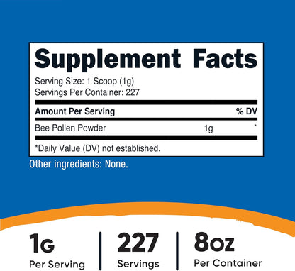 Nutricost Bee Pollen Powder (227 g, Unflavoured) - Gluten-free, Non-GMO