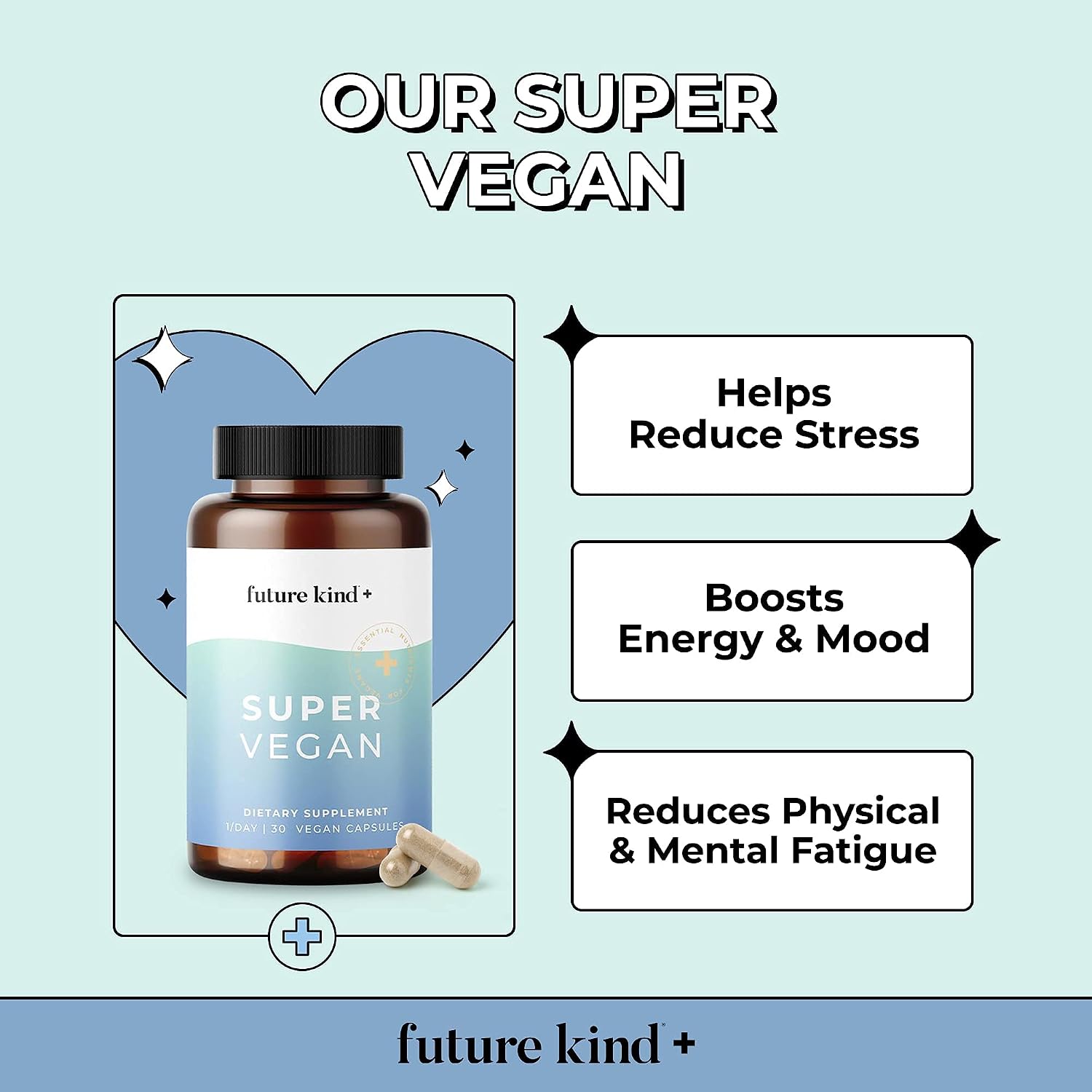 Future Kind Super Vegan Formula – Ashwagandha, Rhodiola & Lemon Balm for Mood & Stress Support, 30 Vegan Capsules - görsel 4