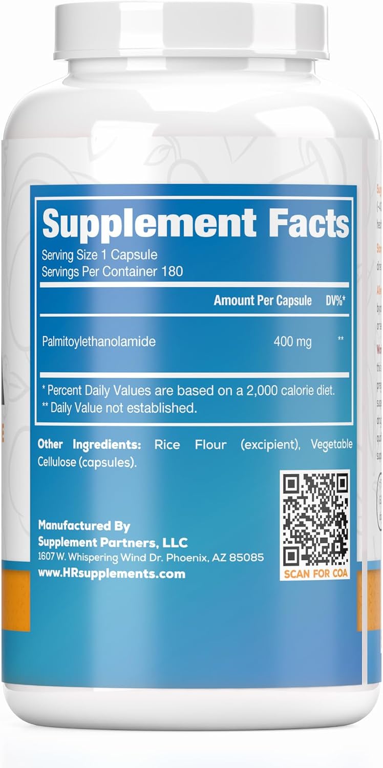 Harvest Naturals Palmitoylethanolamide (PEA) Capsules – 400mg per Serving, 180 Count - görsel 2