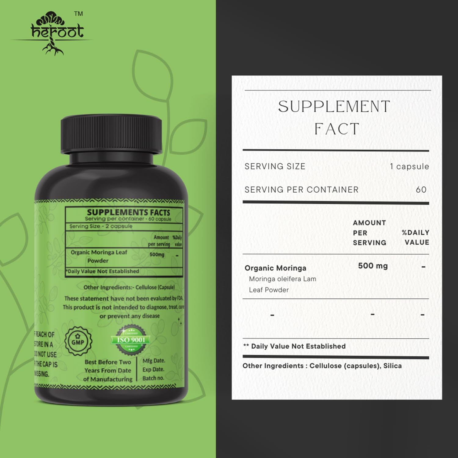Organic Moringa Capsules | Green Moringa Leaf Supplement for Energy, Metabolism & Immune Support – 120 Capsules, Natural Superfood - görsel 6
