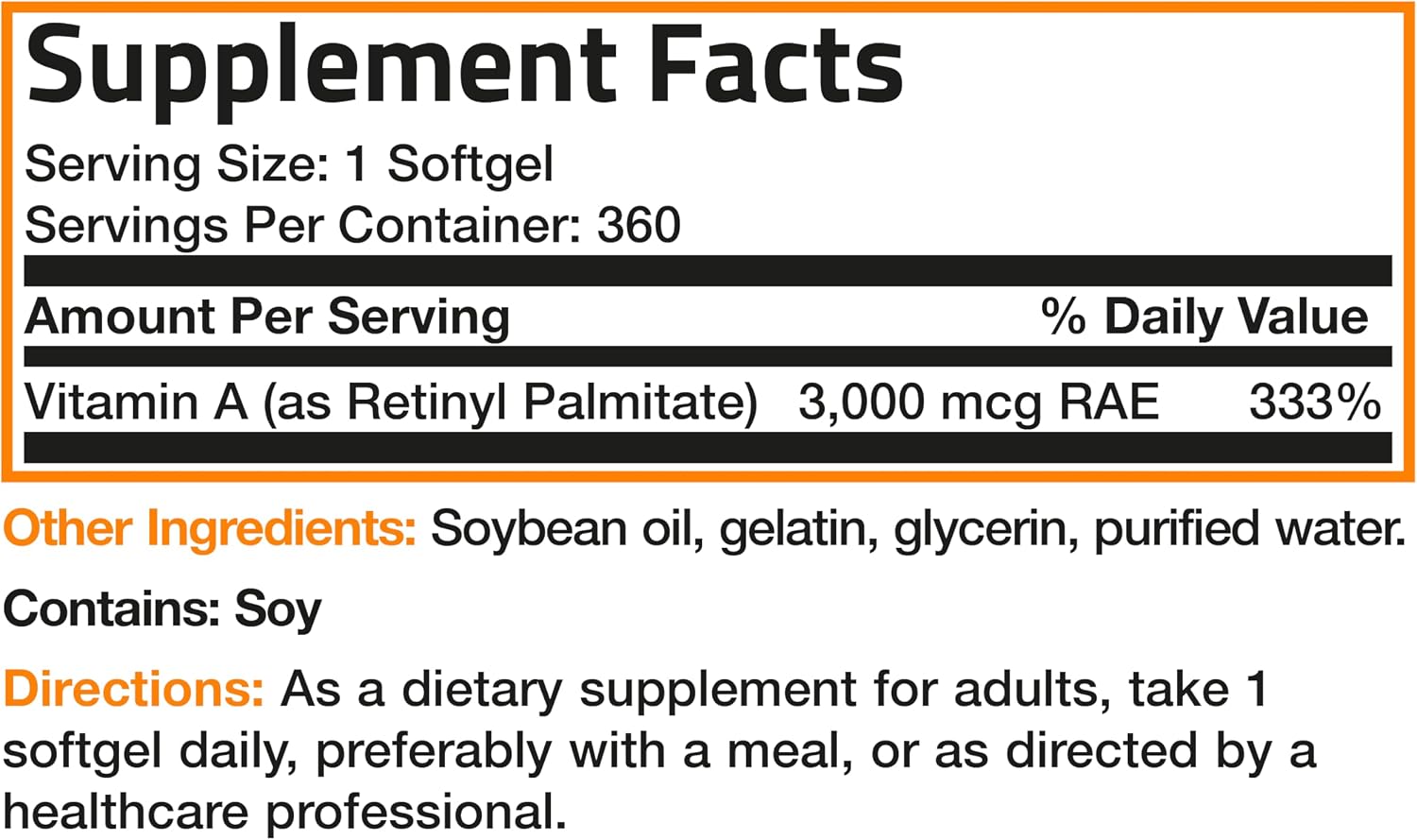 Bronson Vitamin A 10,000 IU Premium Non-GMO Formula, 360 Softgels - görsel 6