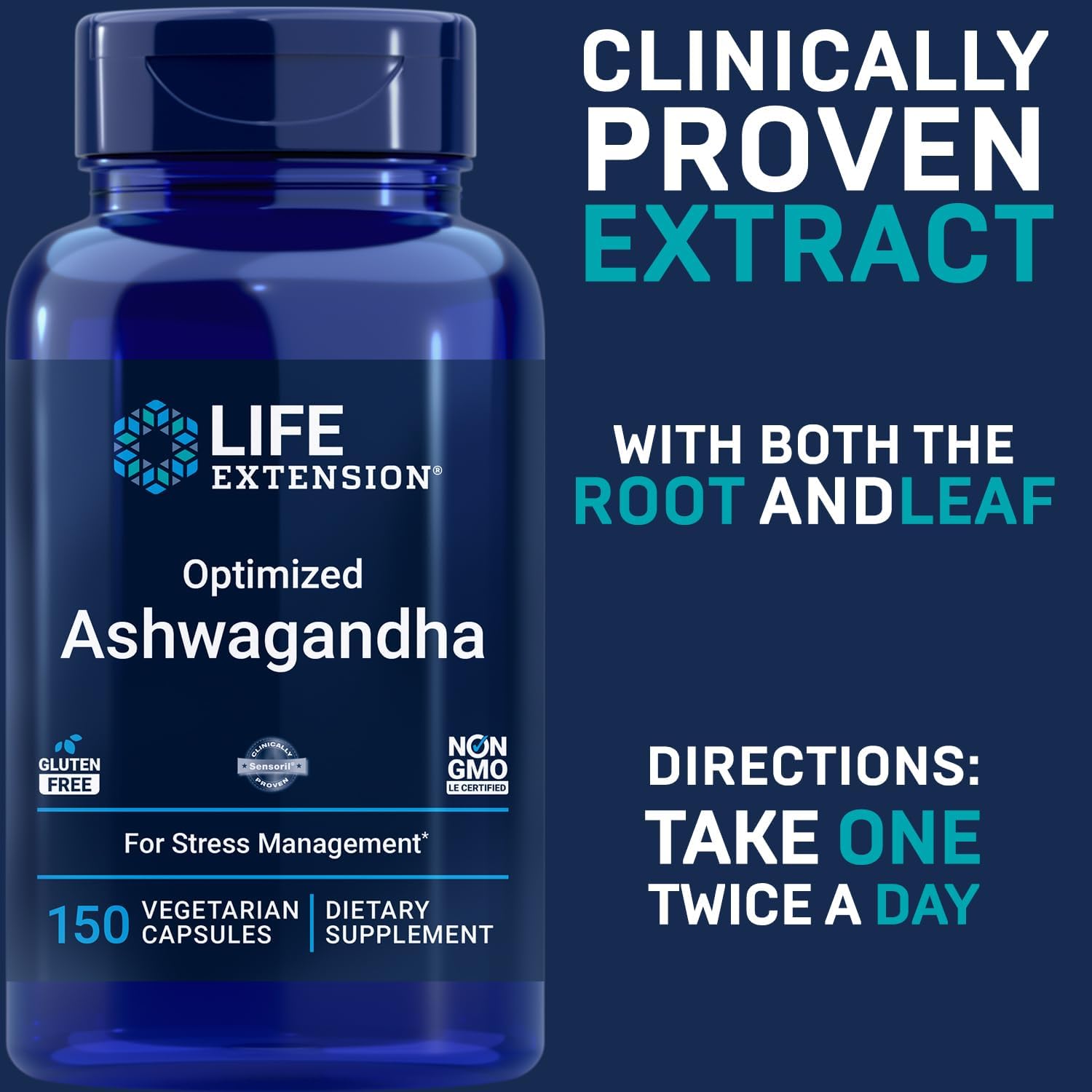 Life Extension Optimised Ashwagandha, 150 Veg Capsules (Pack of 2) - Non-GMO, Gluten-free, Vegetarian Capsules - görsel 3
