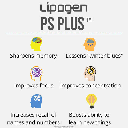 Lipogen PS Plus Older Adult Supplement for Memory & Focus – Phosphatidylserine Brain Support, 120 Softgels (2-Month Supply)