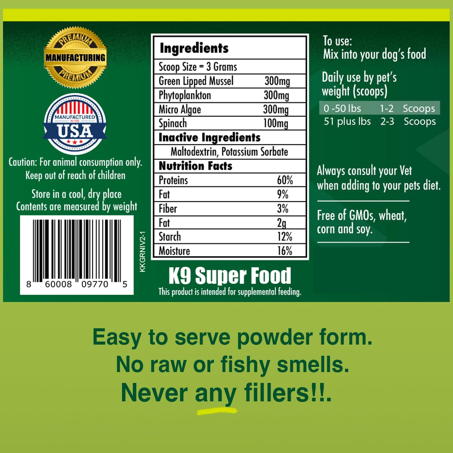 King Kanine Green Inmune Plus Multivitamin and Mineral for Dogs (170g) - görsel 5