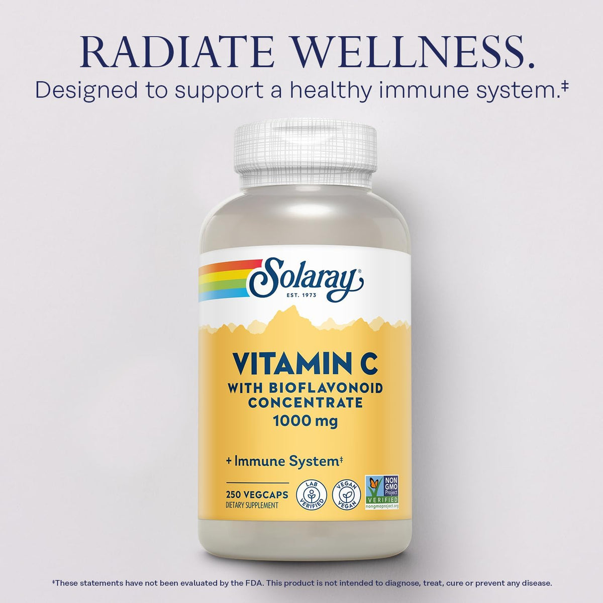 SOLARAY Vitamin C 1000mg with Bioflavonoids Concentrate - Vegan, Non-GMO, 250 Capsules - görsel 3