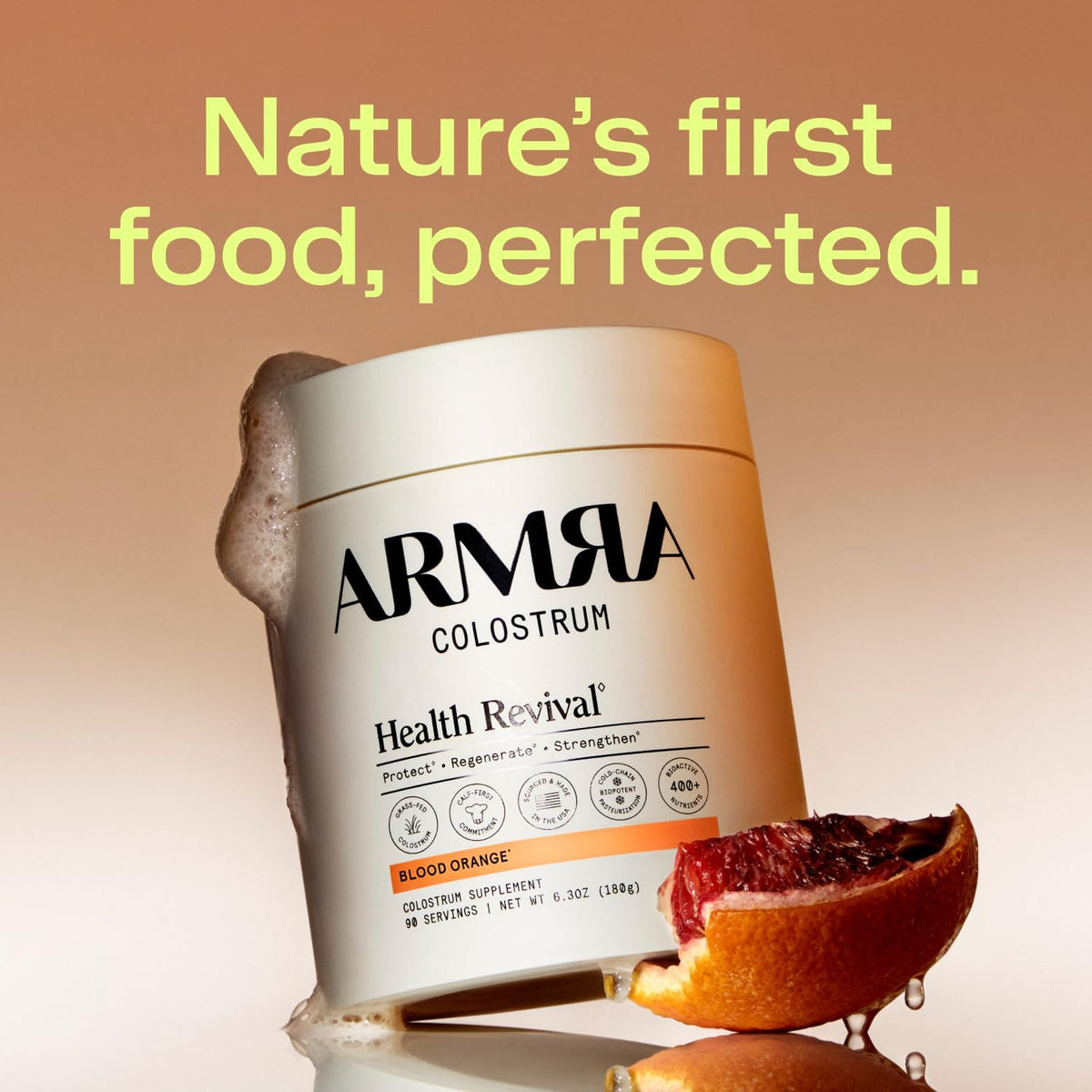 ARMRA Colostrum Powder | Blood Orange | Gut Health & Bloating | Skin & Hair | Immunity | Keto, Gluten-free and Fat-Free | 90 Servings - görsel 5