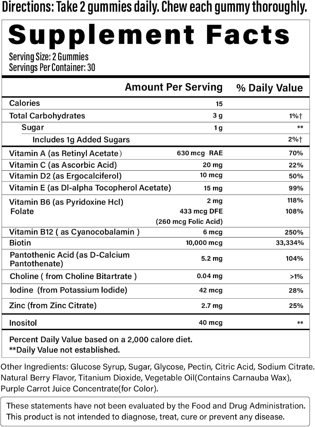 Lazpowfi Biotin Gummies - Hair, Skin and Nails Vitamins for Men & Women, Vegan Vitamin B7, Supports Normal Hair and Nails, 90 Day Supply - Blueberry - 3 Pack - görsel 7