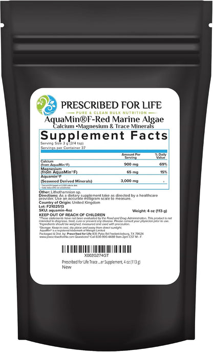 Prescribed For Life Aquamin Powder – Red Marine Algae Food Supplement with Plant-Based Calcium & Magnesium, 72 Trace Minerals (2kg)