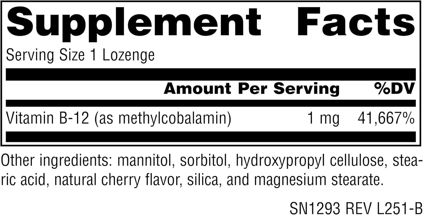 Source Naturals Methylcobalamin Vitamin B-12, Cherry-Flavoured, 1 mg - 120 Lozenges - görsel 2