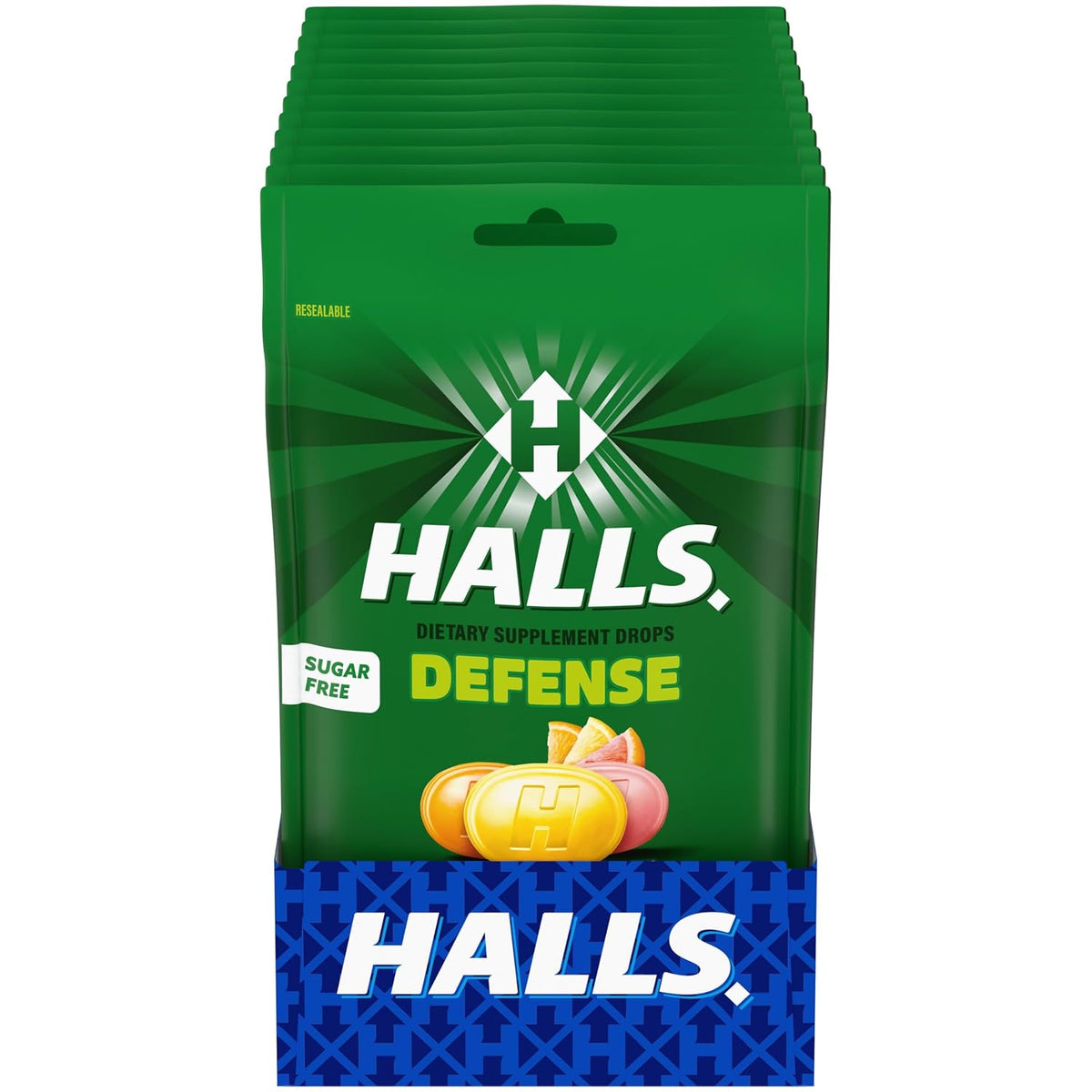 HALLS Defence Vitamin C Drops, Assorted Citrus, Sugar Free - 300 ct - görsel 1