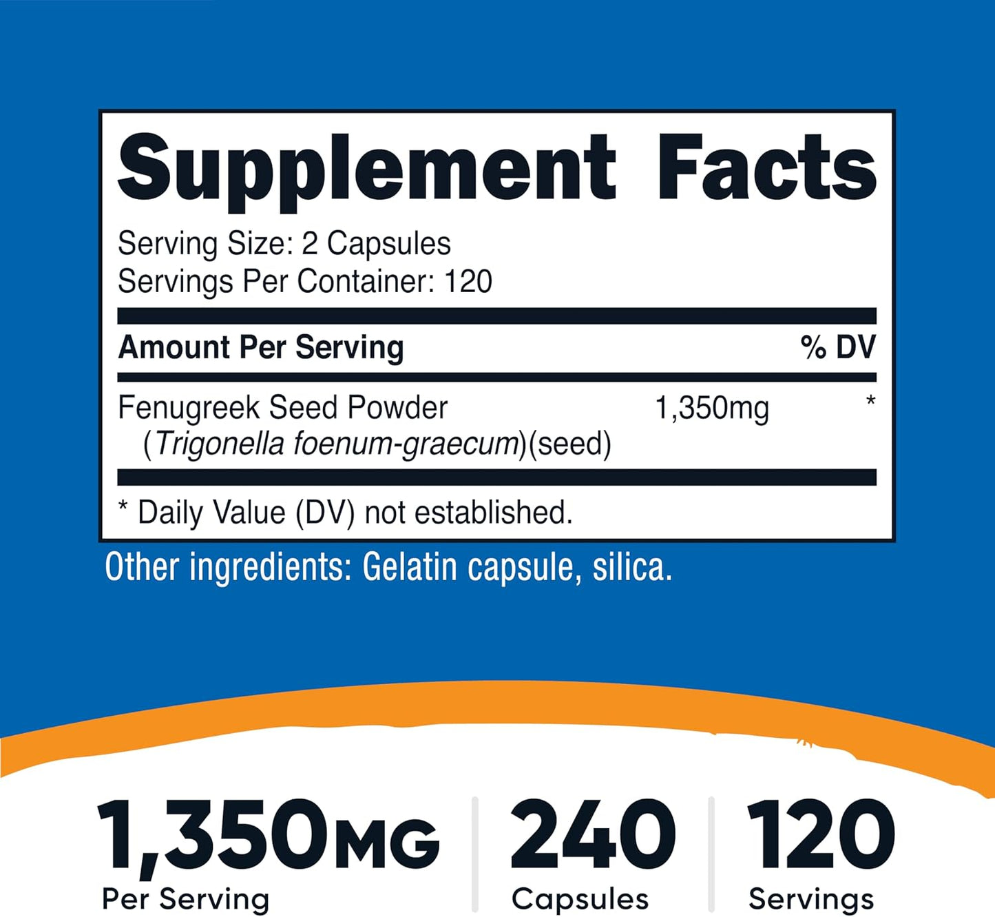 Nutricost Fenugreek Seed 1350mg, 240 Capsules - görsel 2