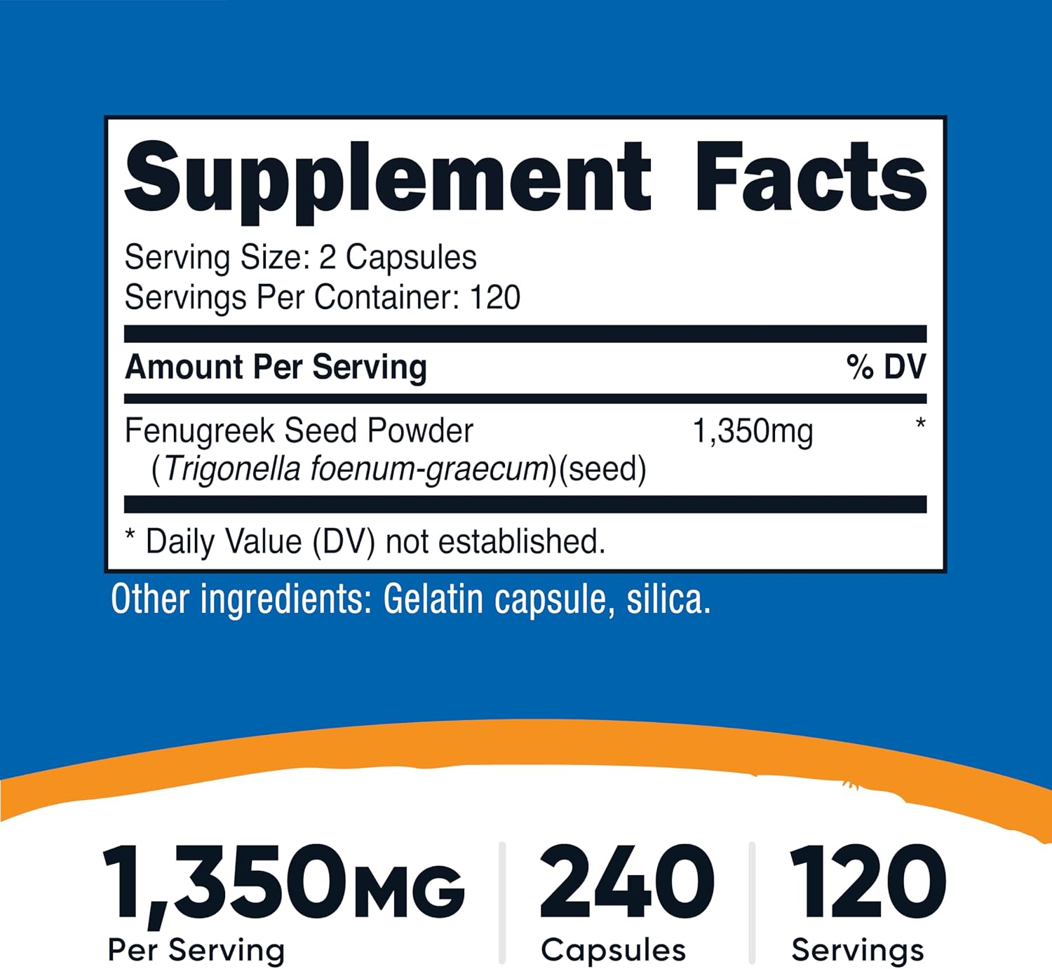 Nutricost Fenugreek Seed 1350mg, 240 Capsules - görsel 2