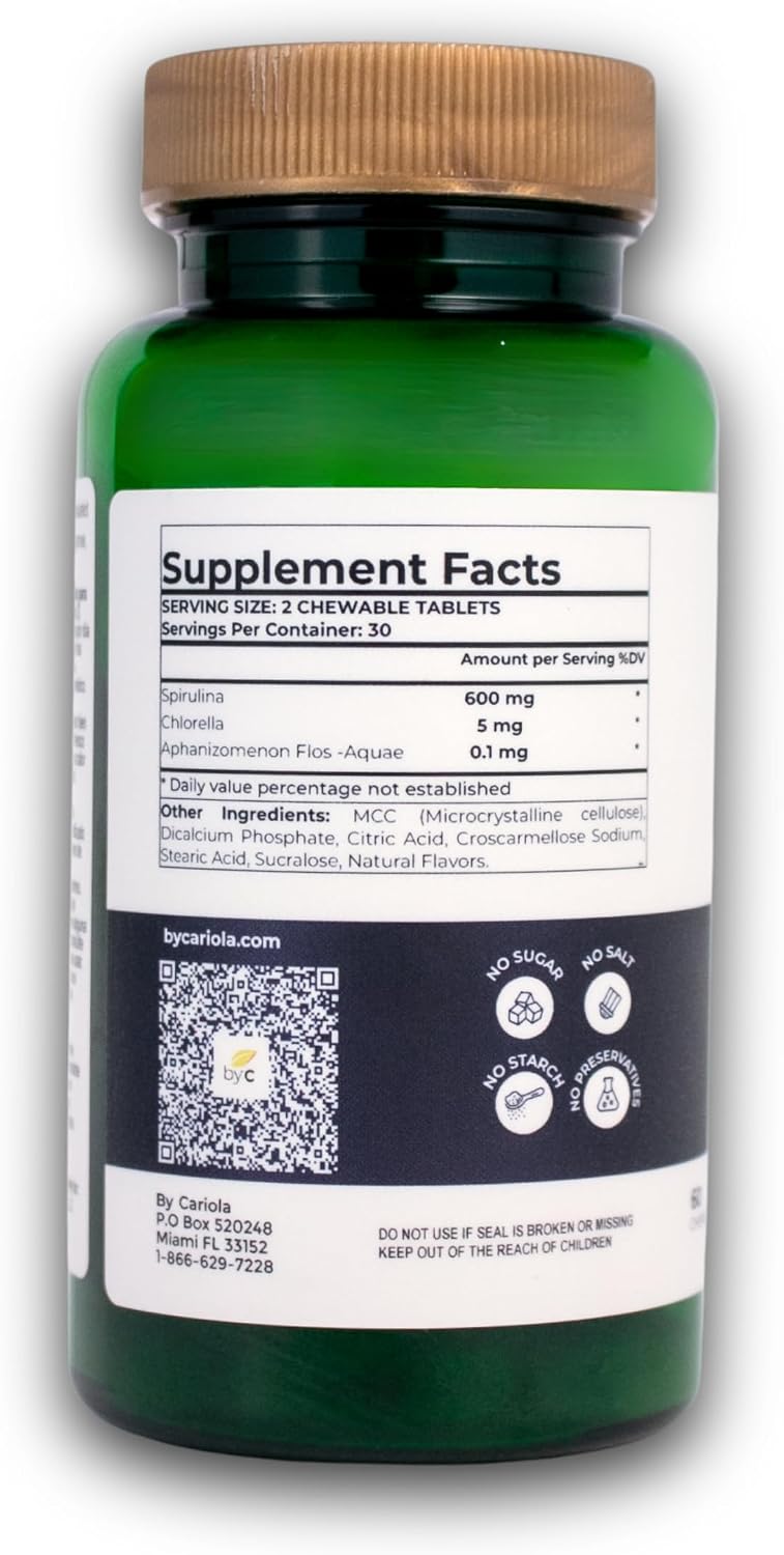 Bioxtron Natural Stem Cell Supplement Chewable Tablets - Spirulina, Chlorella, AFA - Supports Energy, Joint, Muscle, Immune Health - 60 Tablets - görsel 2