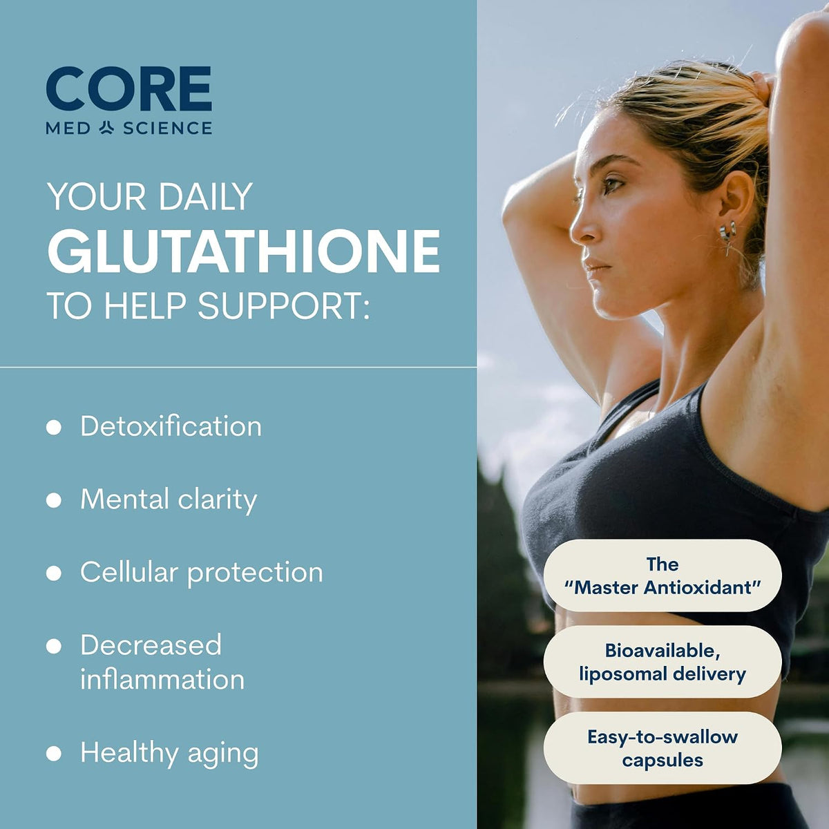 Core Med Science Liposomal Glutathione Setria 500mg Capsules – Physician-Developed High Absorption Antioxidant Support for Liver, Skin and Immune Health – 60 Capsules Non-GMO Made in the USA - görsel 2