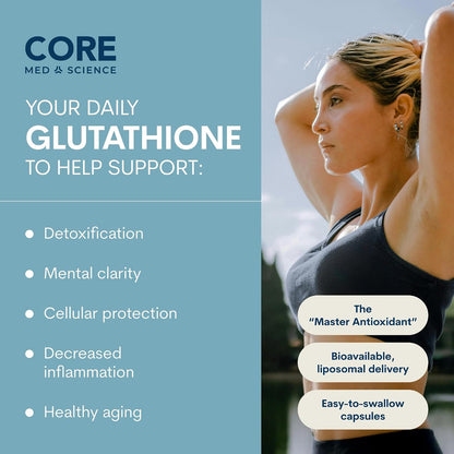 Core Med Science Liposomal Glutathione Setria 500mg Capsules – Physician-Developed High Absorption Antioxidant Support for Liver, Skin and Immune Health – 60 Capsules Non-GMO Made in the USA