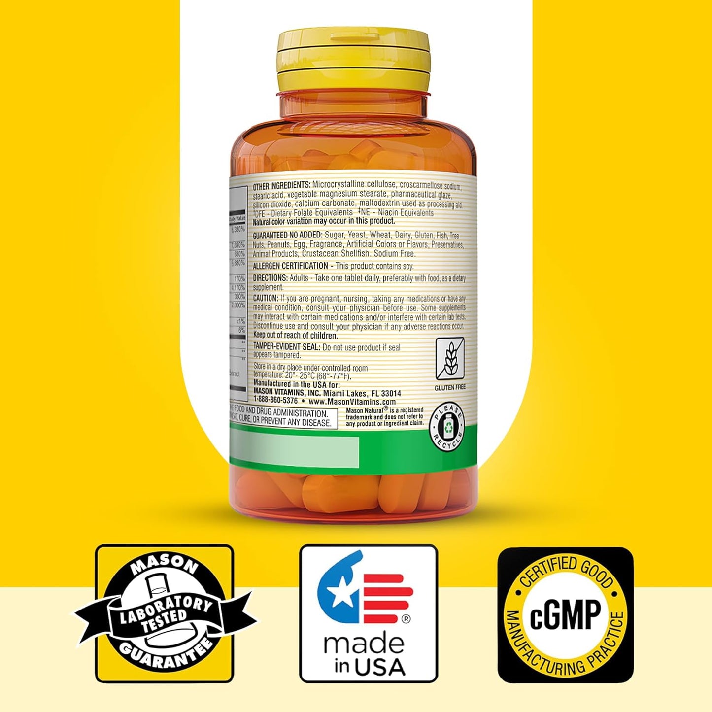MASON NATURAL Ultra B-100 Complex - 300 Tablets (Pack of 3) - görsel 6