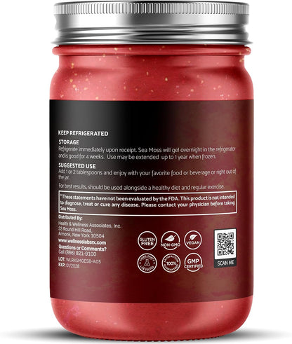 Irish Sea Moss Gel Raw – Wildcrafted Superfood – Strawberry Banana Flavour, 283g (10 oz)
