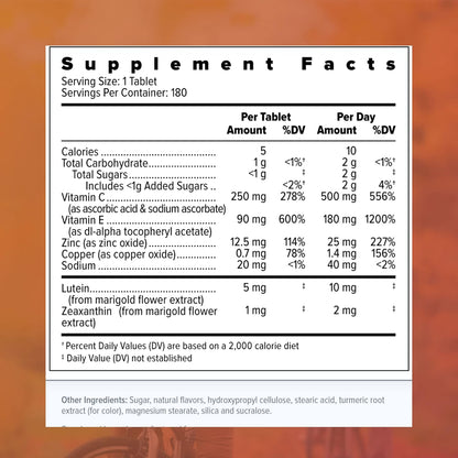 Focus Select AREDS2 Based Chewable Eye Vitamin and Mineral Supplement – 180 Chewable Tablets (90 Day Supply)