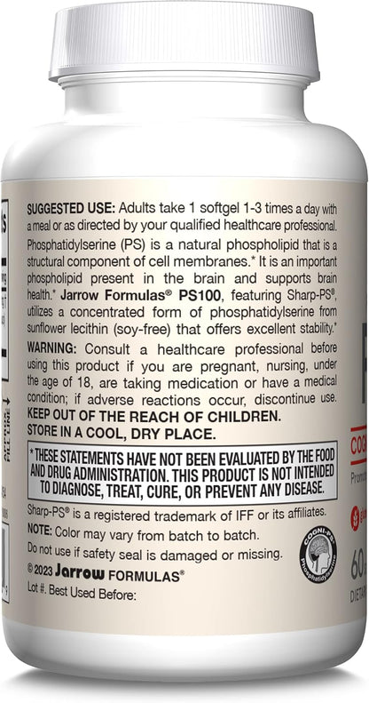 Jarrow Formulae PS100 Phosphatidylserine 100 mg, 60 Softgels