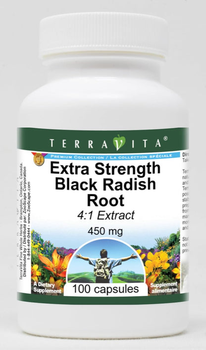 Extra Strength Black Radish Root 4:1 Extract - 450 mg (100 Capsules) - Pack of 3