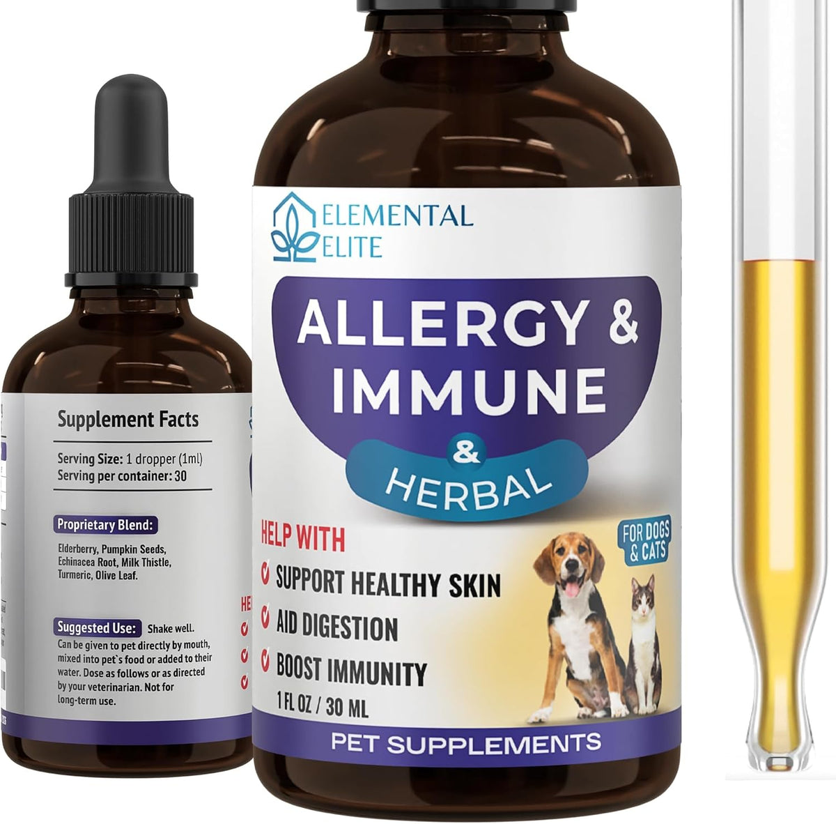 Allergy Relief Drops for Dogs & Cats – Natural Anti-Itch Support Supplement - görsel 1