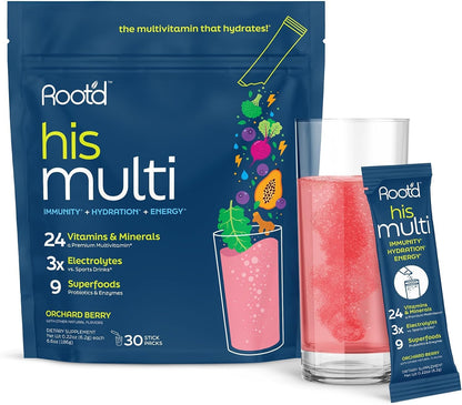 Root'd Multivitamin Powder with 3X Electrolytes for Women - 24 Sachets