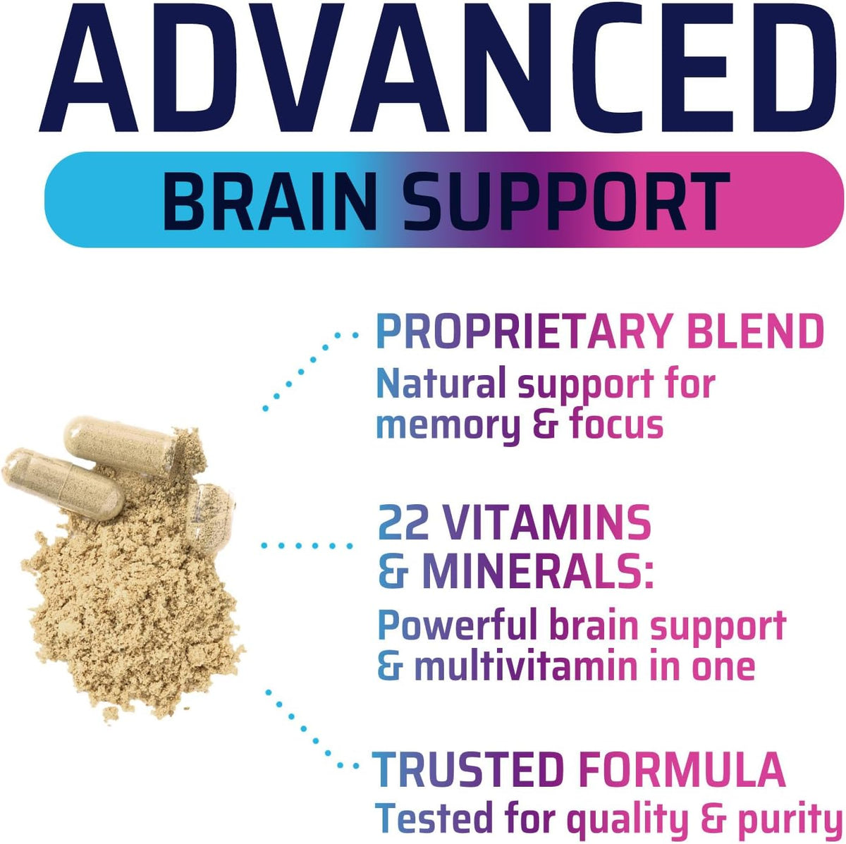Nature's Strength Brain Memory Supplement - 3X Strength Nootropic Capsules for Concentration, Clarity & Focus Support - with Bacopa, Phosphatidylserine & DMAE - 60 Capsules - görsel 7