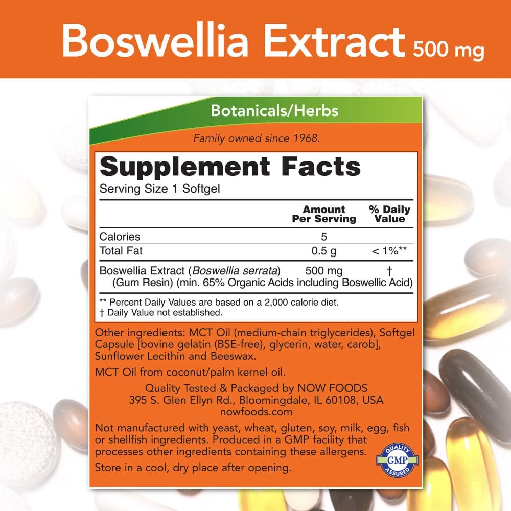 NOW Foods Boswellia Extract 500 mg, 180 Softgels - görsel 2