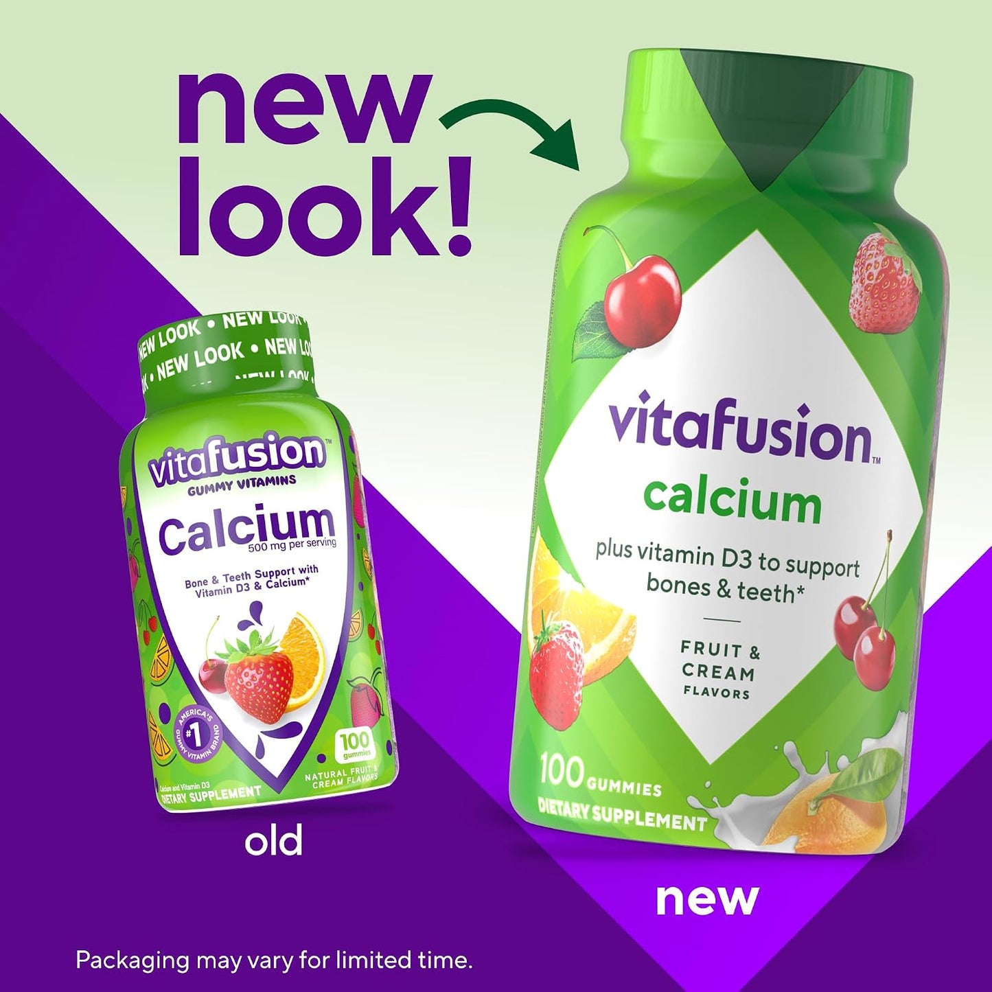 vitafusion Chewable Calcium Gummy Vitamins for Bone and Teeth Support, Fruit and Cream Flavour, 100 Count - görsel 2