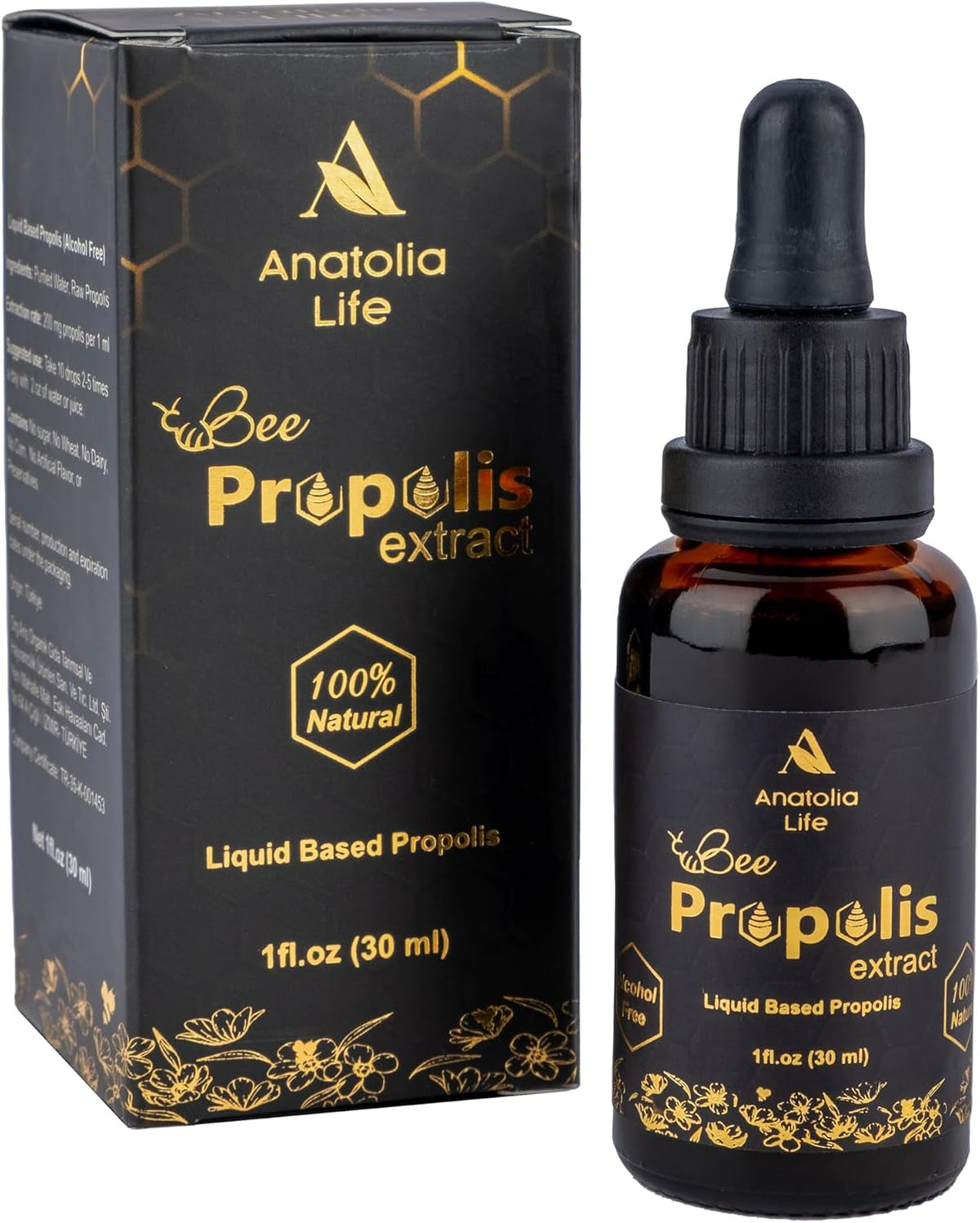 Natural Bee Propolis Extract, 30 mL, Advanced Liquid Tincture - görsel 1