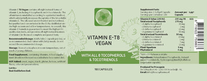 Procapsin Unique Vegan Formula with All 8 Tocopherols and Tocotrienols Vitamin E – Contains no PAHs, Heavy Metals, Contaminants or Preservatives – Certified Sustainable – Hair, Scars and Skin (180)
