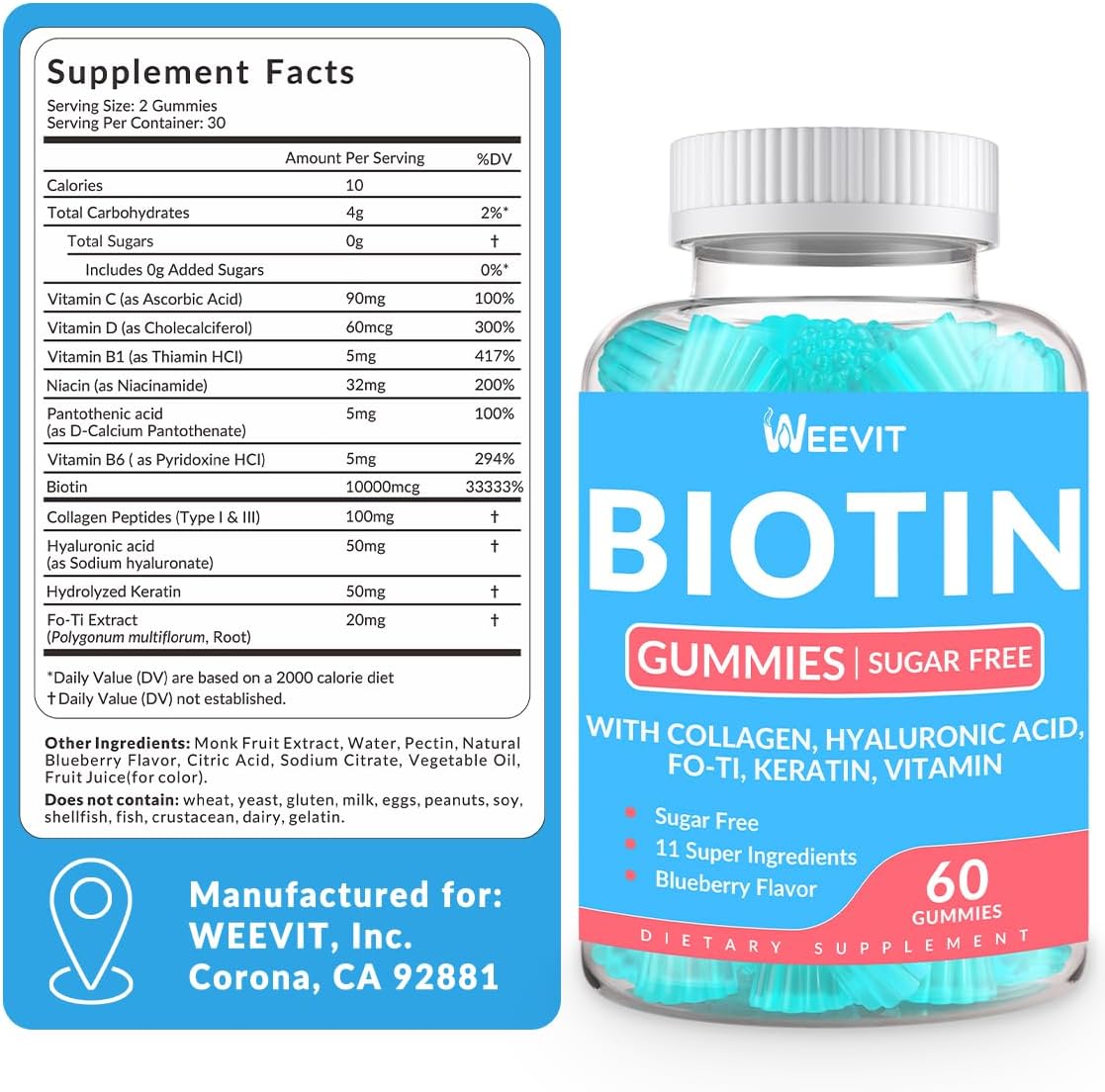 Biotin Gummies, 10,000mcg Biotin and Collagen Supplement for Women and Men - görsel 6