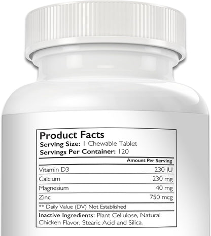 Nutrition Strength Vitamin D for Dogs with Calcium, Magnesium and Zinc - 120 Chewable Tablets