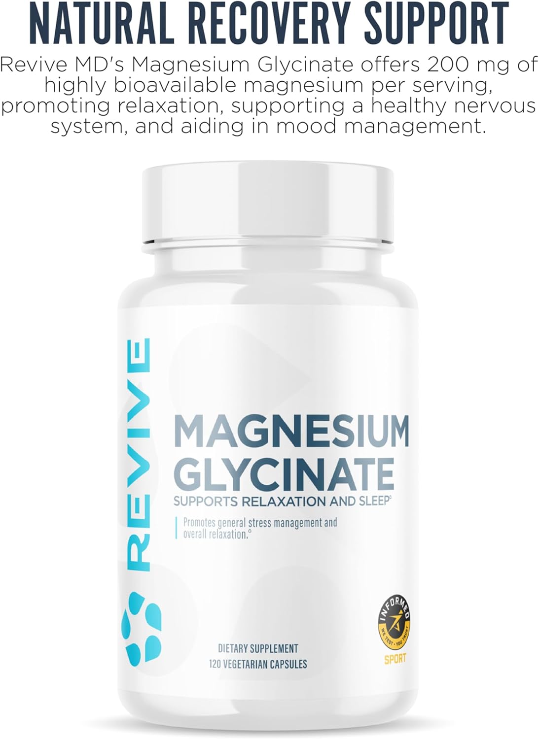 Revive MD Pure Magnesium Glycinate 200mg – Food Supplement for Muscle and Nervous System Health - görsel 3