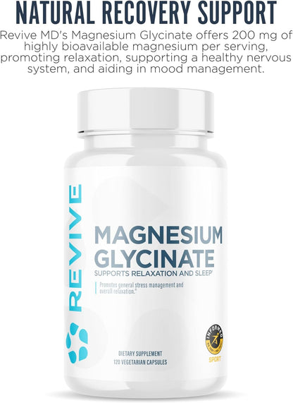 Revive MD Pure Magnesium Glycinate 200mg – Food Supplement for Muscle and Nervous System Health