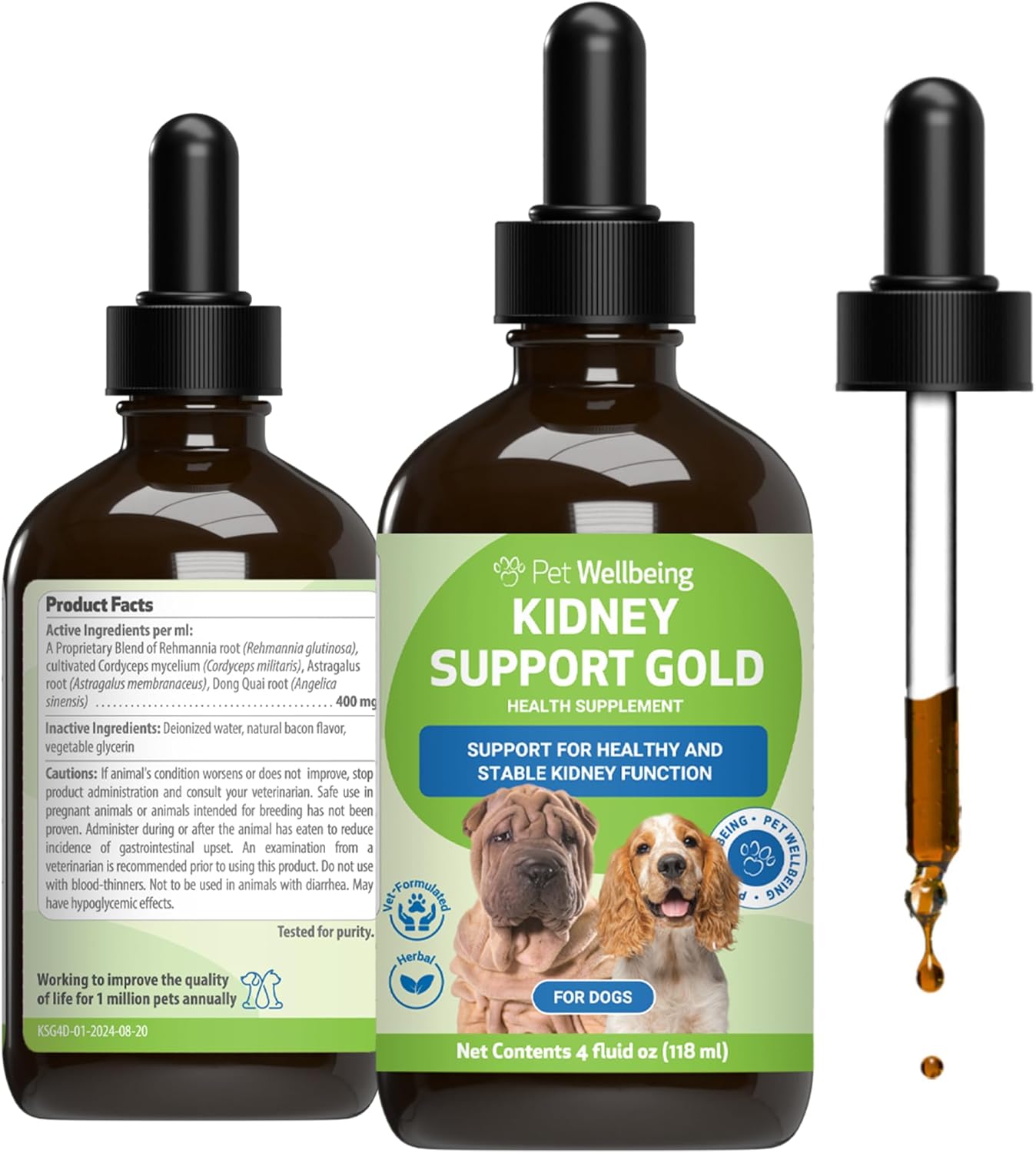 Pet Wellbeing Kidney Support Gold for Dogs - Herbal Supplement 4 oz (118 ml) - görsel 1