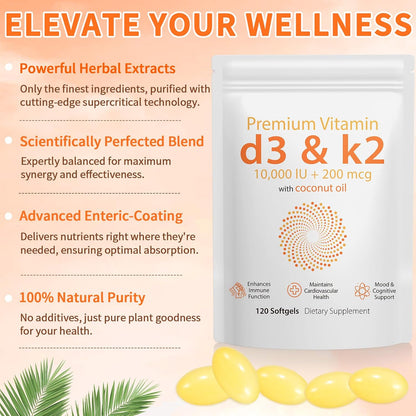 Nyloriaine Vitamin D3 K2 120 Soft gel capsule Capsules with Coconut Oil
