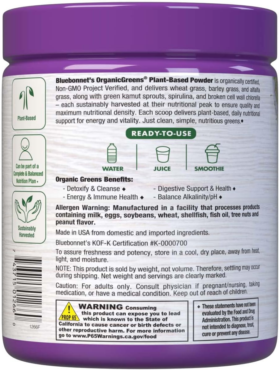 Bluebonnet Nutrition Super Earth Organic Green Powder, 210g - görsel 3