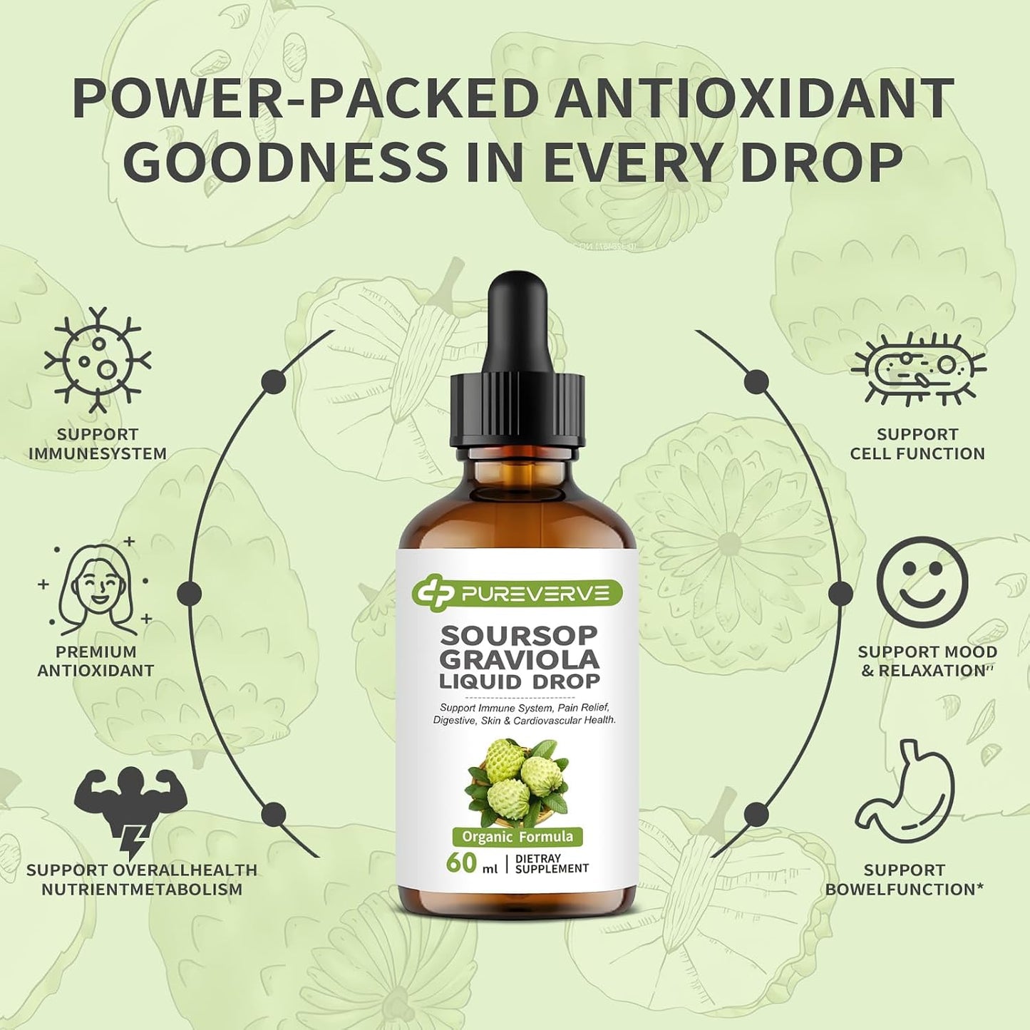 Herbal Goodness Soursop Graviola Liquid Drops for Immune & Gut Health, 60 ml - görsel 3