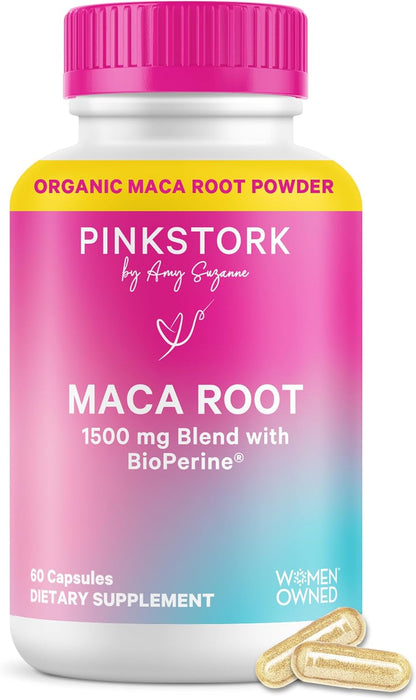 Pink Stork Maca Root Capsules for Women – Organic Maca with BioPerine for Hormonal Wellbeing & Energy