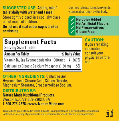 Nature Made Vitamin B12 1000mcg Sustained Release Tablets, 75 Tablets