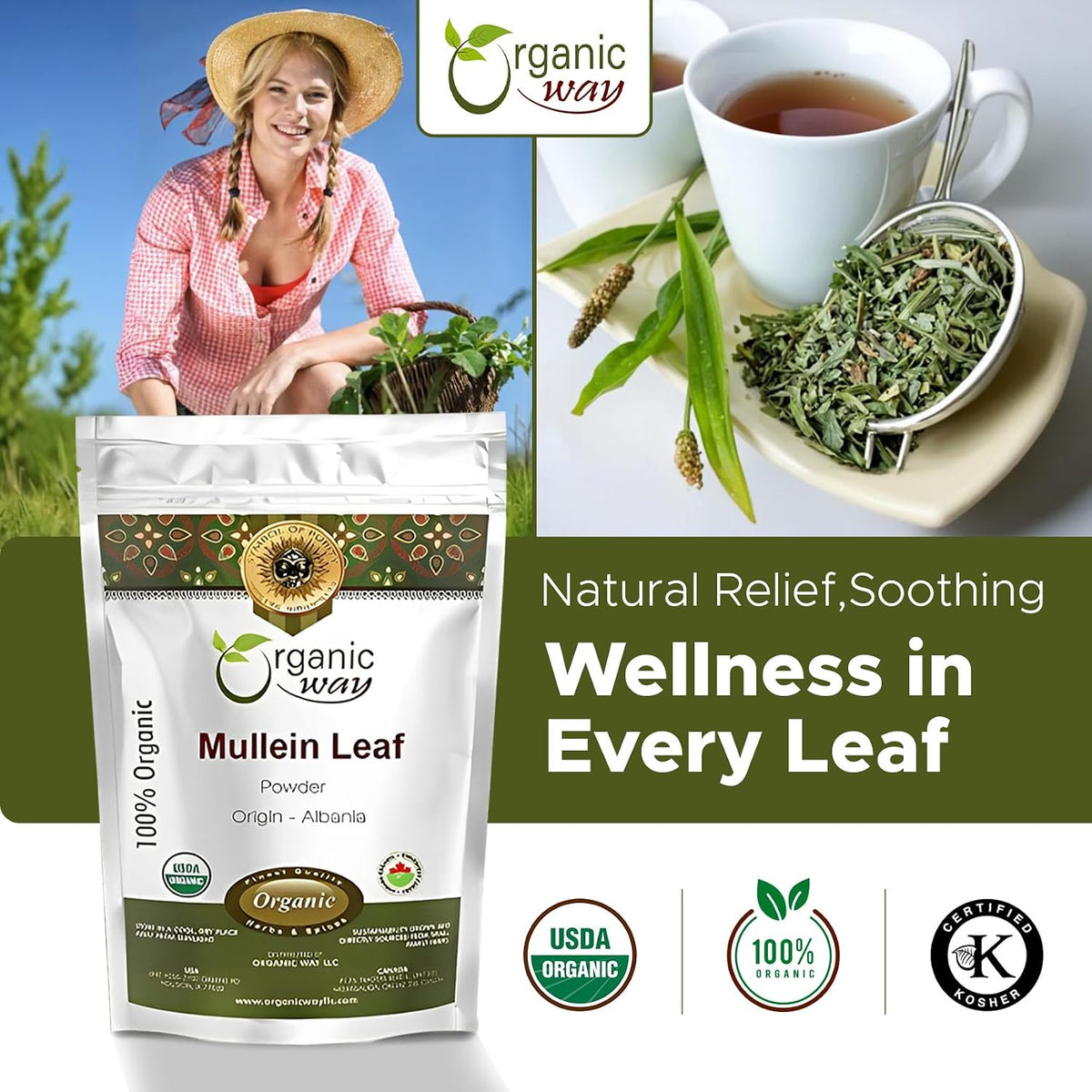 Organic Mullein Leaf Powder – European Wild-Harvest, USDA Organic, Kosher, Vegan, Non-GMO & Gluten-free (8 oz) - görsel 2